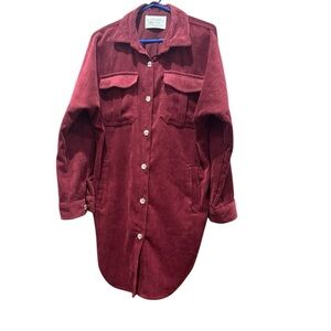 Ashley By 26 International Wine Corduroy Shirt Jacket